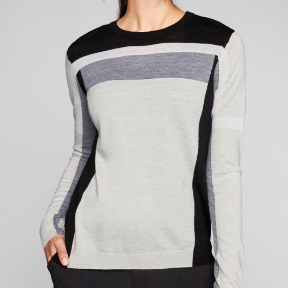 Athleta Strobe Colorblock Merino Wool Sweater - EUC - XL